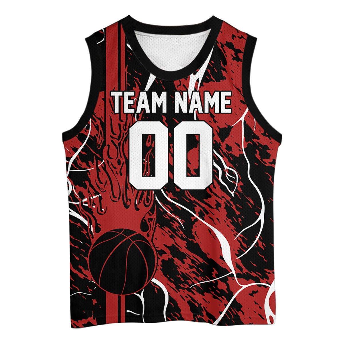 Custom Black And Red Flame Basketball Jerseys With Name And Number, Basketball Team Uniform IPHW10526