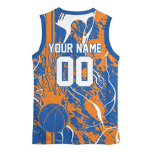 Load image into Gallery viewer, Custom Blue And Orange Flame Basketball Jerseys With Name And Number, Basketball Team Uniform IPHW10527