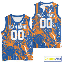 Load image into Gallery viewer, Custom Blue And Orange Flame Basketball Jerseys With Name And Number, Basketball Team Uniform IPHW10527