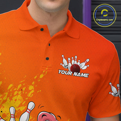 Custom Funny Turkey Bowling Thanksgiving Bowing Outfit Team Polo Shirts For Men IPHW9786