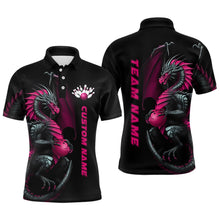 Load image into Gallery viewer, Custom Black And Pink Dragon Bowling Shirts For Men, Dragon Bowling Team Shirt Bowlers Outfit IPHW7293