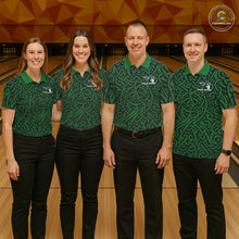 Load image into Gallery viewer, Custom Green Tribal Shark Bowling Team Men Polo Shirt, Shark Bowling Tournament Shirt IPHW10176