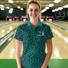 Load image into Gallery viewer, Custom Blue Tribal Shark Bowling Team Women Polo Shirt, Shark Bowling Tournament Shirt IPHW10177