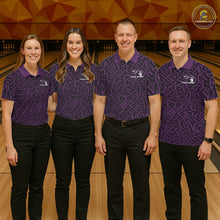 Load image into Gallery viewer, Custom Purple Tribal Shark Bowling Team Men Polo Shirt, Shark Bowling Tournament Shirt IPHW10178
