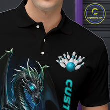 Load image into Gallery viewer, Custom Men Bowling Polo Shirts Blue Dragon Bowling Team Jerseys Bowling League Shirts Outfits IPHW5351