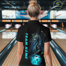 Load image into Gallery viewer, Custom Women Bowling Polo Shirts Blue Dragon Bowling Team Jerseys Bowling League Shirts IPHW5351