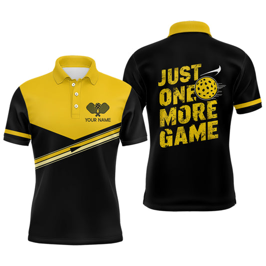 "Just One More Game" Custom Yellow Pickleball Polo Shirts For Men, Pickleball Uniform Apparel IPHW6722