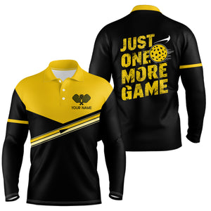 "Just One More Game" Custom Yellow Pickleball Polo Shirts For Men, Pickleball Uniform Apparel IPHW6722
