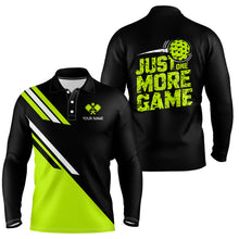 Load image into Gallery viewer, Custom Green Pickleball Jerseys Outdoor Pickleball Men Polo Shirts Sayings &quot;Just One More Game&quot; IPHW6723