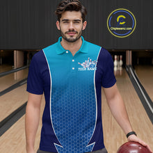 Load image into Gallery viewer, Custom Blue Bowling Team Polo Shirts For Men, Blue Bowling Jerseys Team Uniform IPHW9429