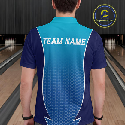 Custom Blue Bowling Team Polo Shirts For Men, Blue Bowling Jerseys Team Uniform IPHW9429