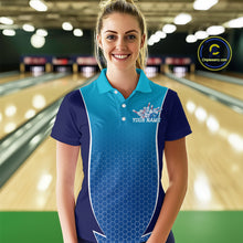 Load image into Gallery viewer, Custom Blue Bowling Team Polo Shirts For Women, Blue Bowling Jerseys Team Uniform IPHW9429