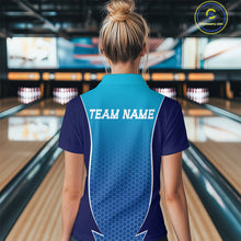 Load image into Gallery viewer, Custom Blue Bowling Team Polo Shirts For Women, Blue Bowling Jerseys Team Uniform IPHW9429