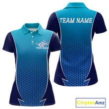 Load image into Gallery viewer, Custom Blue Bowling Team Polo Shirts For Women, Blue Bowling Jerseys Team Uniform IPHW9429