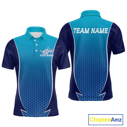 Custom Blue Bowling Team Polo Shirts For Men, Blue Bowling Jerseys Team Uniform IPHW9429