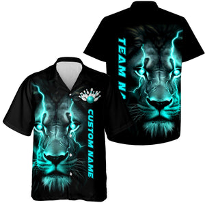 Blue Lion Custom Men Bowling Hawaiian Shirts Bowling League Shirts Bowling Team Jerseys Outfits IPHW5360