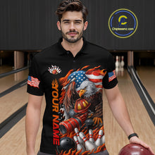 Load image into Gallery viewer, Custom Patriotic Flame Eagle Men Bowling Team Shirt, Firefighter Bowling Shirt IPHW10202
