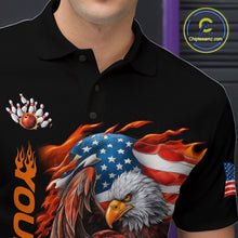 Load image into Gallery viewer, Custom Patriotic Flame Eagle Men Bowling Team Shirt, Firefighter Bowling Shirt IPHW10202