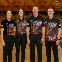 Load image into Gallery viewer, Custom Patriotic Flame Eagle Men Bowling Team Shirt, Firefighter Bowling Shirt IPHW10202