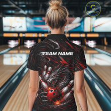Load image into Gallery viewer, Custom Black And Red Dragon Bowling Jerseys, Dragon Bowling Team Women Polo Shirt IPHW10362