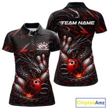 Load image into Gallery viewer, Custom Black And Red Dragon Bowling Jerseys, Dragon Bowling Team Women Polo Shirt IPHW10362