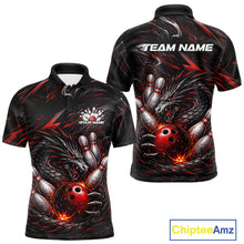 Load image into Gallery viewer, Custom Black And Red Dragon Bowling Jerseys, Dragon Bowling Team Men Polo Shirt IPHW10362