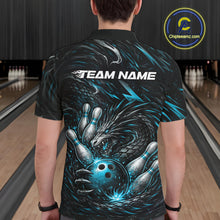 Load image into Gallery viewer, Custom Turquoise Blue Dragon Bowling Jerseys, Dragon Bowling Team Men Polo Shirt IPHW10363