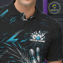Load image into Gallery viewer, Custom Turquoise Blue Dragon Bowling Jerseys, Dragon Bowling Team Men Polo Shirt IPHW10363