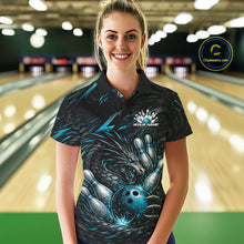 Load image into Gallery viewer, Custom Turquoise Blue Dragon Bowling Jerseys, Dragon Bowling Team Women Polo Shirt IPHW10363