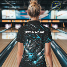 Load image into Gallery viewer, Custom Turquoise Blue Dragon Bowling Jerseys, Dragon Bowling Team Women Polo Shirt IPHW10363
