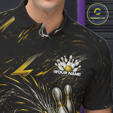 Load image into Gallery viewer, Custom Black And Gold Dragon Bowling Jerseys, Dragon Bowling Team Men Polo Shirt IPHW10364