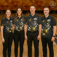 Load image into Gallery viewer, Custom Black And Gold Dragon Bowling Jerseys, Dragon Bowling Team Men Polo Shirt IPHW10364