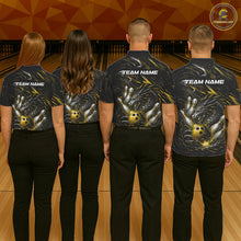 Load image into Gallery viewer, Custom Black And Gold Dragon Bowling Jerseys, Dragon Bowling Team Men Polo Shirt IPHW10364