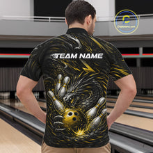 Load image into Gallery viewer, Custom Black And Gold Dragon Bowling Jerseys, Dragon Bowling Team Men Quarter-Zip Shirt IPHW10364