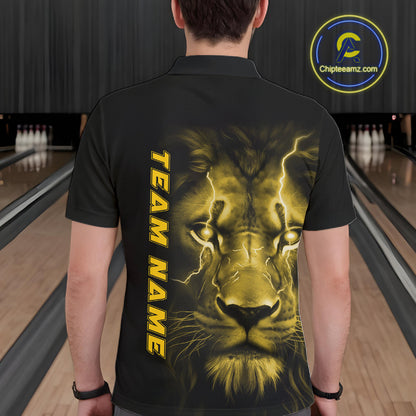 Custom Yellow Thunder Lightning Lion Bowling Shirt For Men, Lion Bowling Team Jerseys IPHW10668