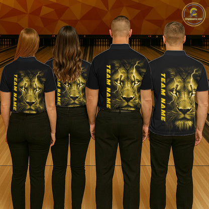 Custom Yellow Thunder Lightning Lion Bowling Shirt For Men, Lion Bowling Team Jerseys IPHW10668