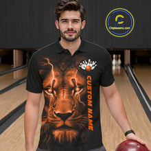 Load image into Gallery viewer, Custom Orange Thunder Lightning Lion Bowling Shirt For Men, Lion Bowling Team Jerseys IPHW10669