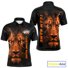 Load image into Gallery viewer, Custom Orange Thunder Lightning Lion Bowling Shirt For Men, Lion Bowling Team Jerseys IPHW10669