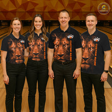 Load image into Gallery viewer, Custom Orange Thunder Lightning Lion Bowling Shirt For Men, Lion Bowling Team Jerseys IPHW10669