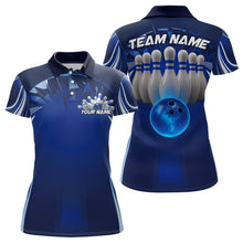 Load image into Gallery viewer, Custom Blue Bowling Tournament Bowling Polo Shirts For Women With Team Name IPHW9280