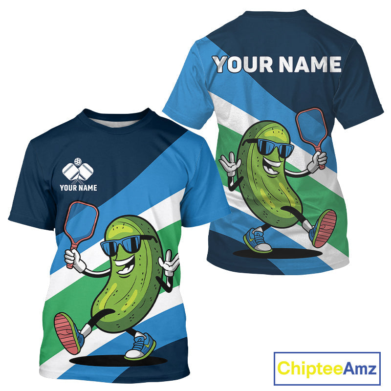 Custom Funny Pickleball T-Shirts For Men, Cool Pickles Playing Pickleball Humorous IPHW9430