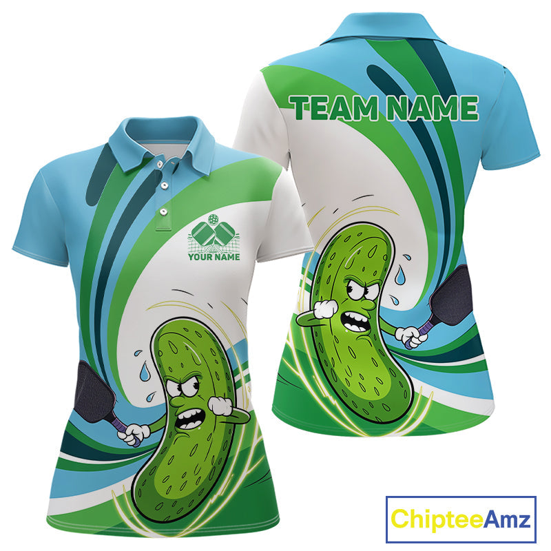 Custom Funny Pickles Play Pickleball Polo Shirts For Women, Pickleball Team Shirt IPHW9433