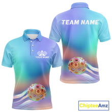 Load image into Gallery viewer, Custom Holographic Gradient Pickleball Polo Shirts For Men, Pickleball Tournament Shirt IPHW9434