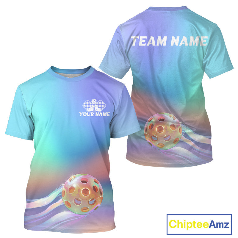 Custom Holographic Gradient Pickleball T-Shirts For Men, Pickleball Tournament IPHW9434