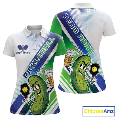 Custom Funny Pickles Play Pickleball Women Polo Shirts, Humorous Pickleball Team Shirt IPHW9438
