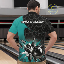 Load image into Gallery viewer, Custom Blue Bowling Team Quarter-Zip Shirts For Men, Bowling Pattern Bowling League Shirt IPHW9625