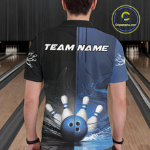 Load image into Gallery viewer, Half Black Half Blue Custom Bowling Team Polo Shirts For Men, Bowling Tournament Shirt IPHW9446