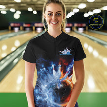 Load image into Gallery viewer, Custom Water And Fire Bowling Team Women Quarter-Zip Shirt, Lightning Bowling Uniform IPHW9449