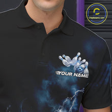 Load image into Gallery viewer, Custom Water And Fire Bowling Team Polo Shirts For Men, Thunder Lightning Bowling Uniform IPHW9450