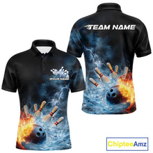 Load image into Gallery viewer, Custom Water And Fire Bowling Team Polo Shirts For Men, Thunder Lightning Bowling Uniform IPHW9450